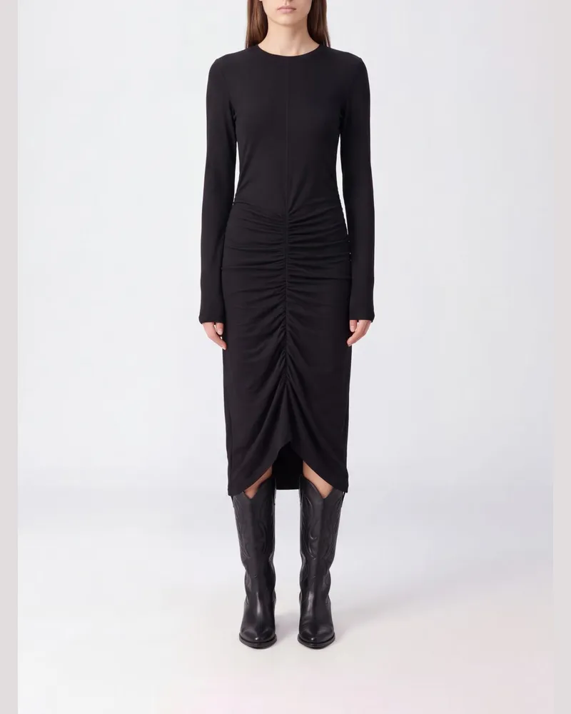 Étoile Isabel Marant Gedrapiertes Midi-Kleid Dylin aus Wollmischung Schwarz