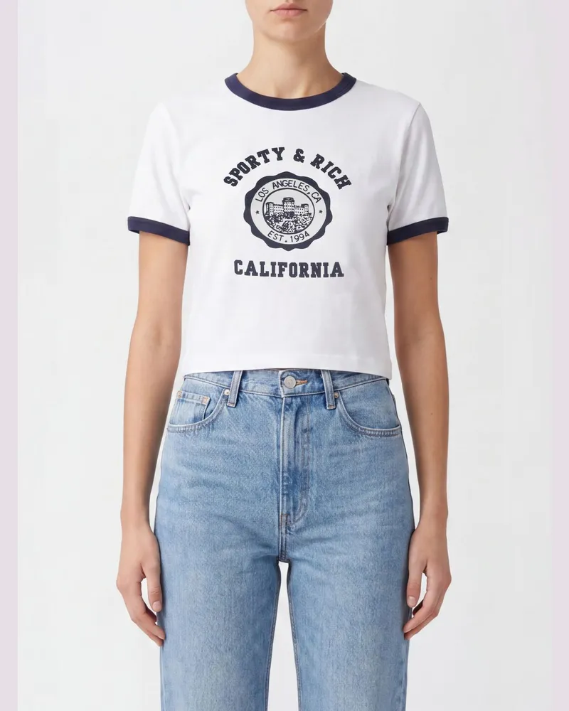SPORTY & RICH SPORTY  RICH Cropped California Baumwoll-T-Shirt Sporty & Rich mit Logo-Print Navy