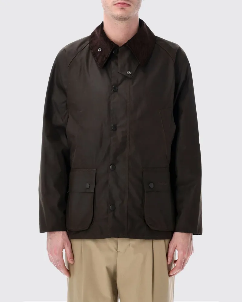 Barbour Bedale Wachsjacke aus Baumwolle mit Cordkragen Olive