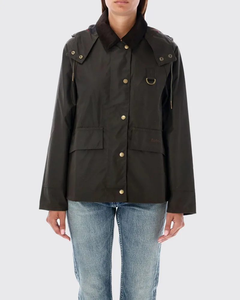 Barbour Avon Wachsjacke von aus Baumwolle mit abnehmbarer Kapuze Grün