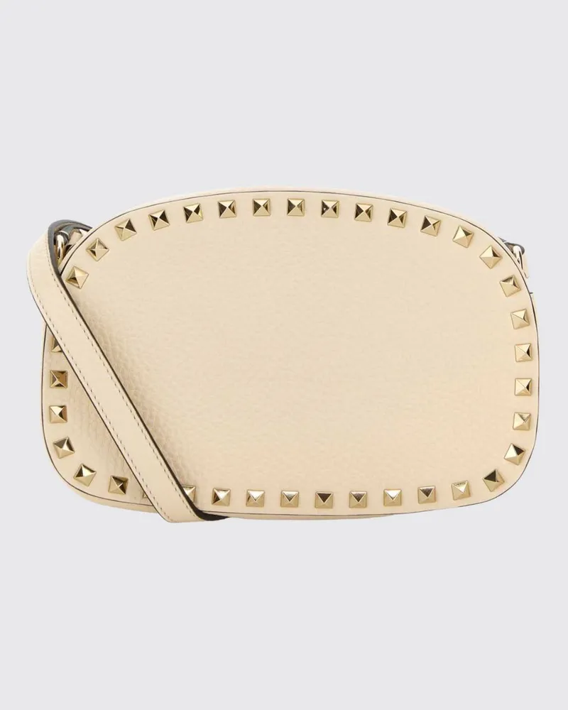 Valentino Garavani Bestickte Rockstud Mini-Crossbody-Tasche aus Kalbsleder Ivory