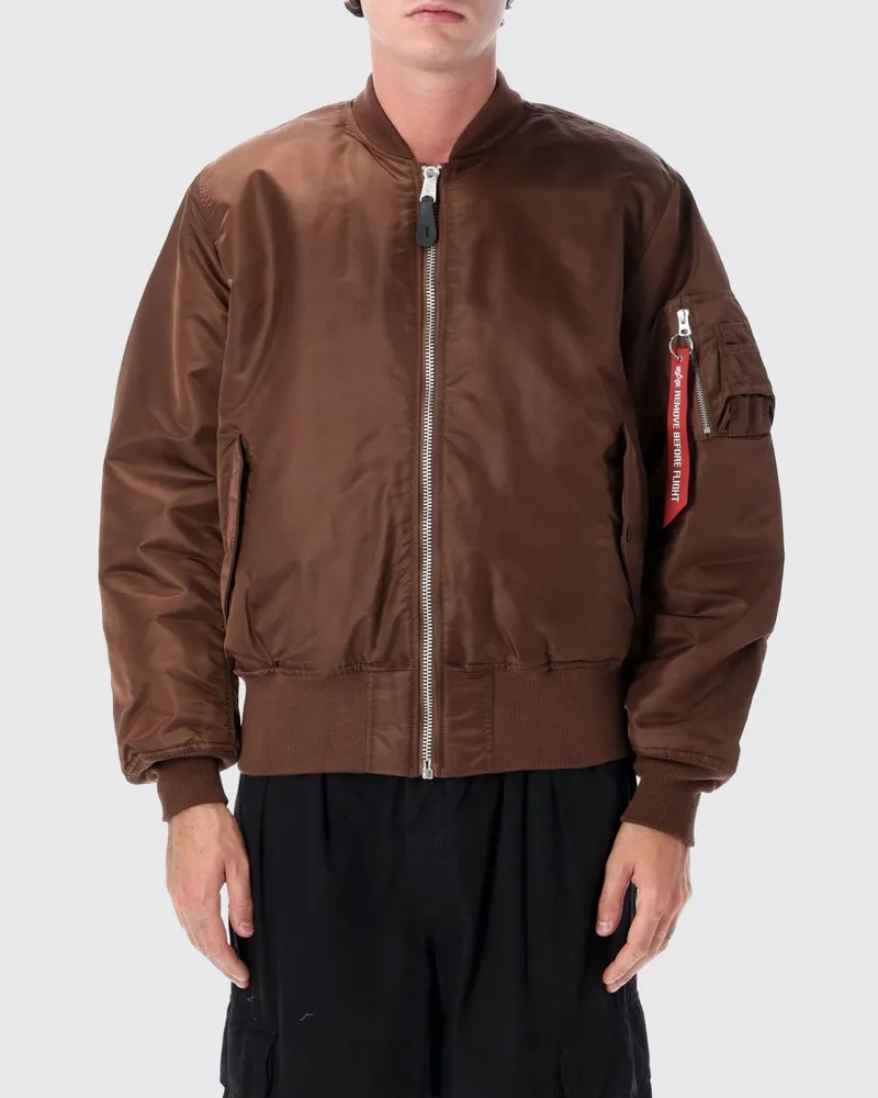 Alpha Industries Relaxed-Fit Nylon-Bomberjacke mit Kontrastlogo Ebony