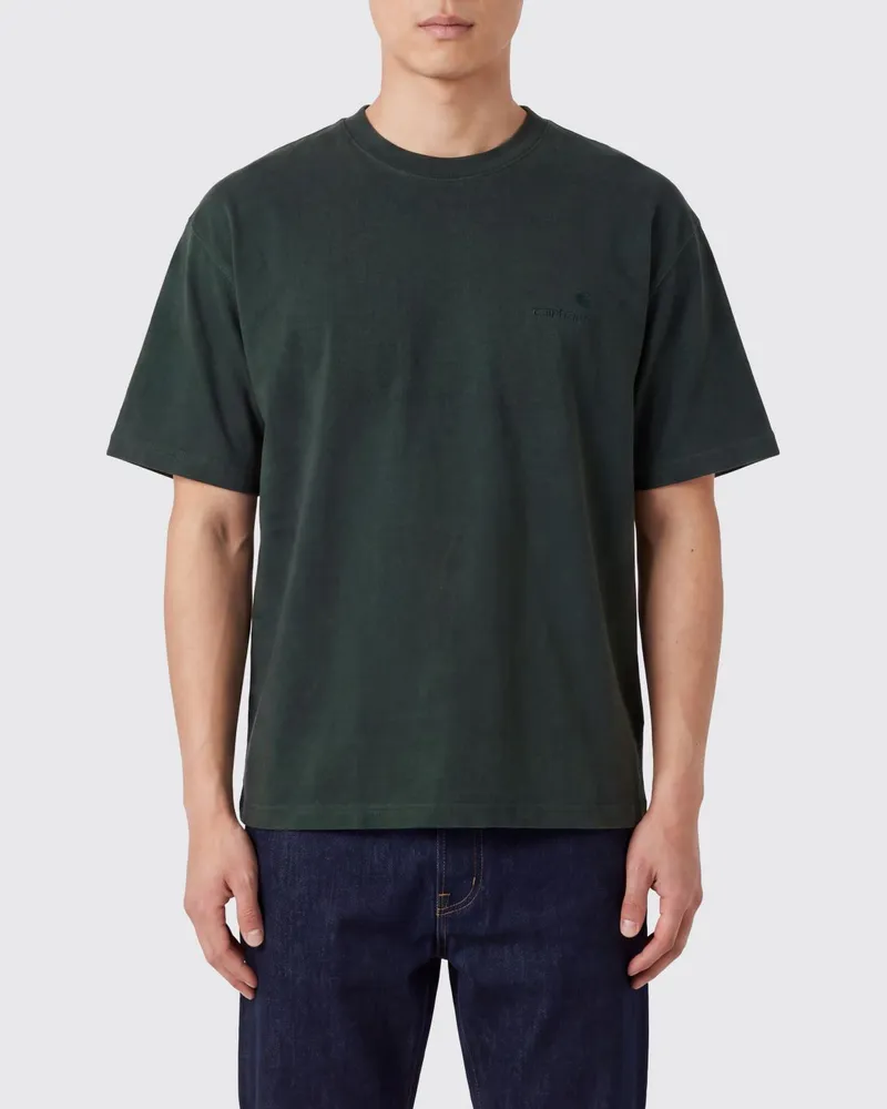 Carhartt WIP Relaxed Fit T-Shirt aus Baumwolle mit Ton-in-Ton-Logostickerei Grün