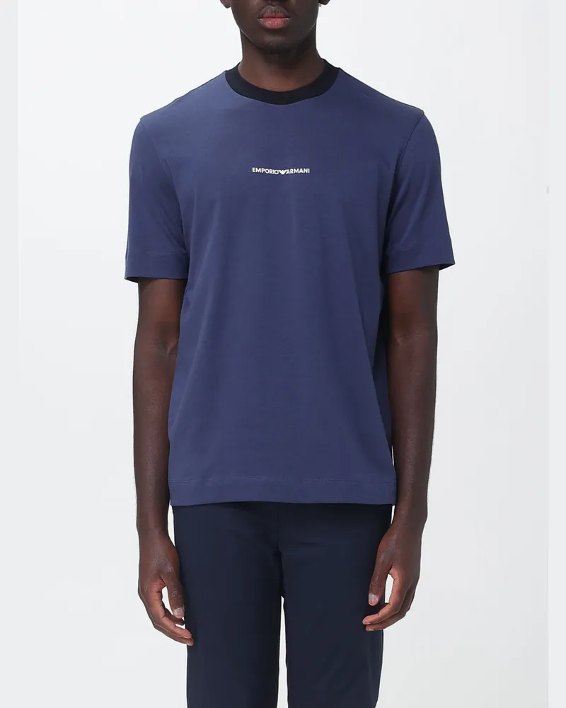 Emporio Armani Rundhals-T-Shirt mit Logo Blau