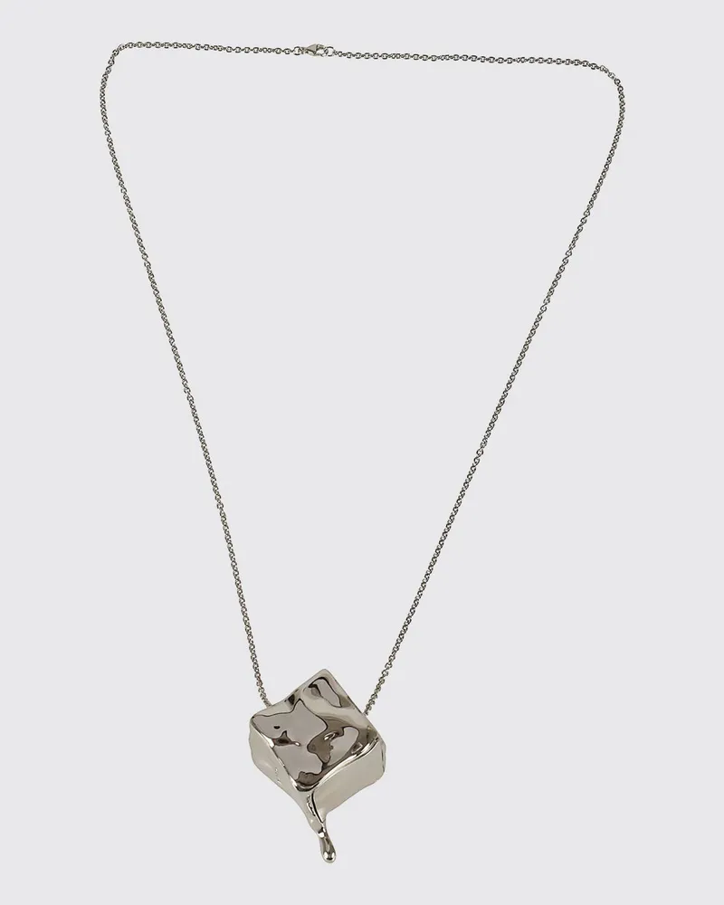 Paco Rabanne Choker-Halskette aus verchromtem Messing mit Schiebeanhänger und Logo Silber