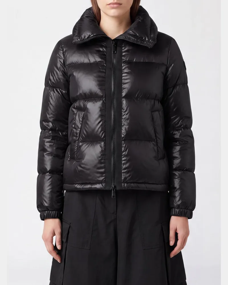 Sacai Kurze wasserdichte Daunenjacke aus technischem Nylon von mit hohem Kragen Schwarz