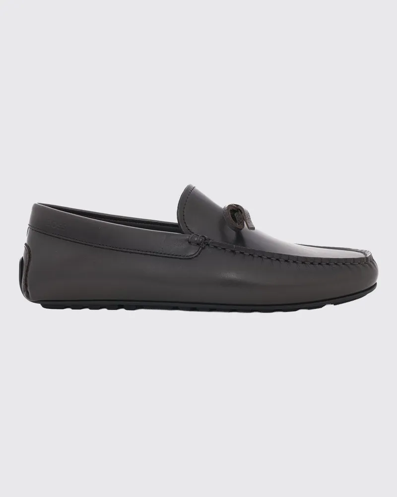 HUGO BOSS Driver-Loafer aus Glattleder mit Gummisohle Braun