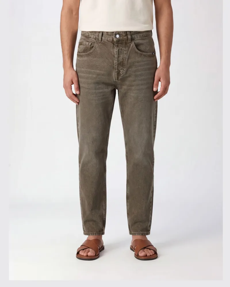 Amish Straight Jeans aus Stretch-Denim mit mittlerer Leibhöhe und Fünf-Taschen-Design Braun
