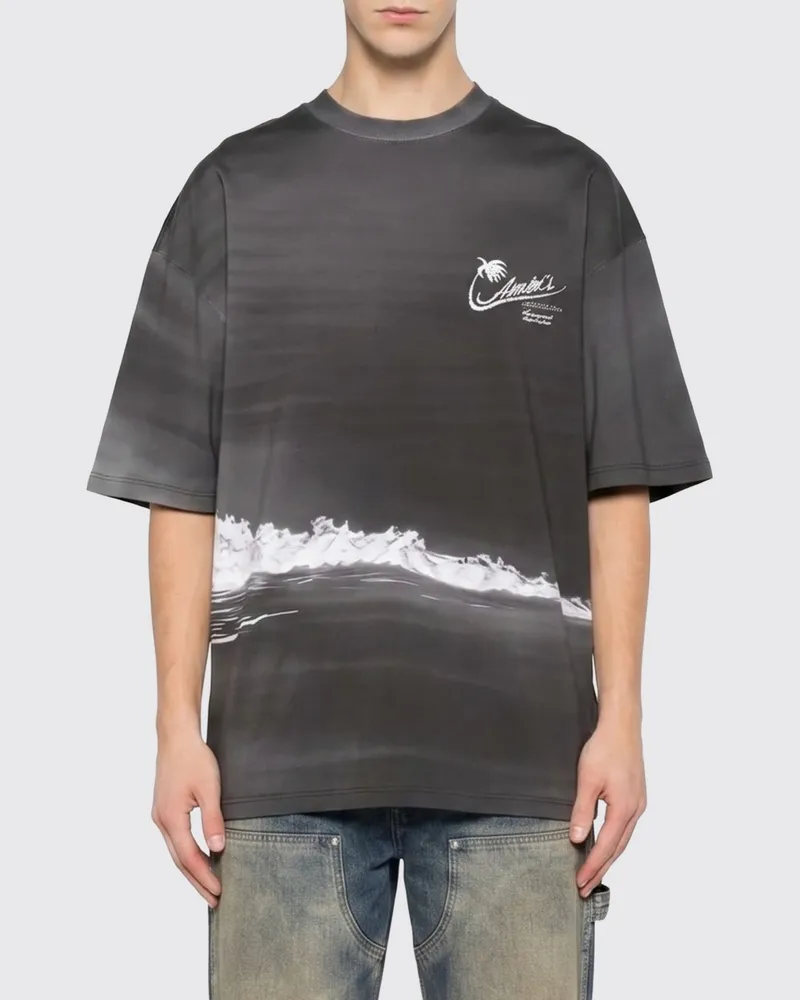 Amiri Oversized-T-Shirt aus Baumwolle mit Grafikdruck und Logo Schwarz
