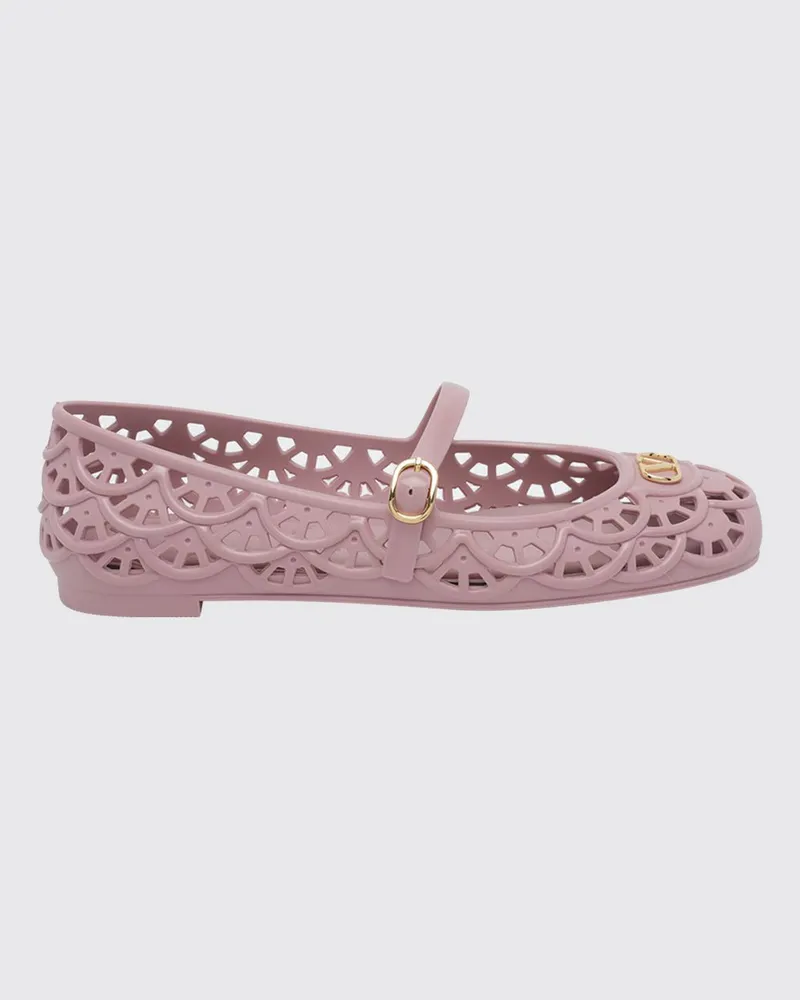 Valentino Garavani Ondette Mary-Jane-Ballerinas von aus perforiertem Gummi mit VLogo Pink