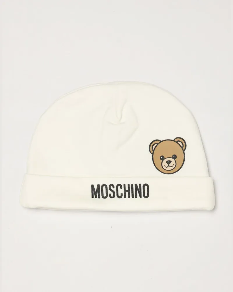 Moschino Baby-Mütze aus Baumwolle mit Logo-Print Yellow
