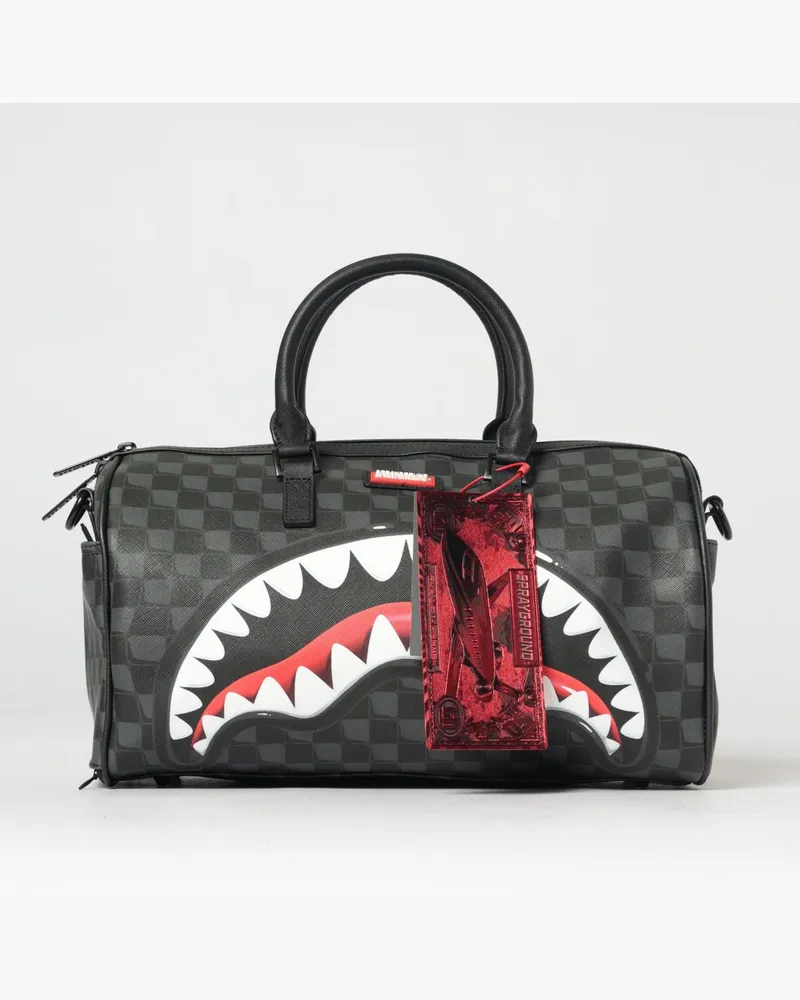 Sprayground Reisetasche aus karierter Saffiano-beschichteter Baumwolle mit Logo Schwarz