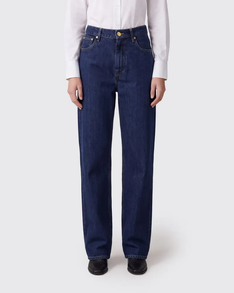 Jil Sander Straight-Jeans aus Baumwoll-Denim mit hoher Taille und 5 Taschen Denim