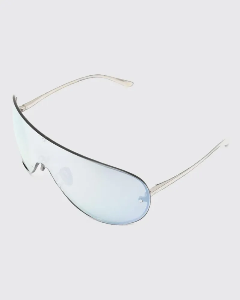 Gucci Shield-Sonnenbrille im Aviator-Stil aus Metall mit graviertem Logo Silber