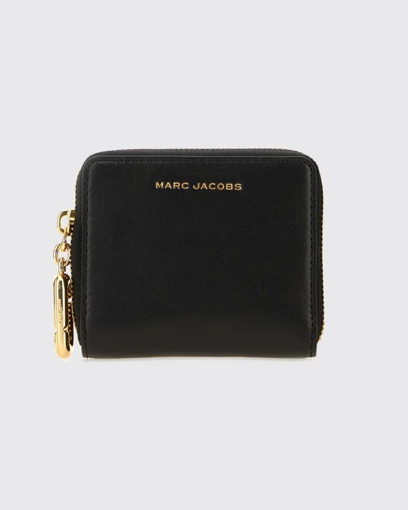 Marc Jacobs Kleines Scene Portemonnaie aus Leder mit Reißverschluss und Kartenfächern Schwarz