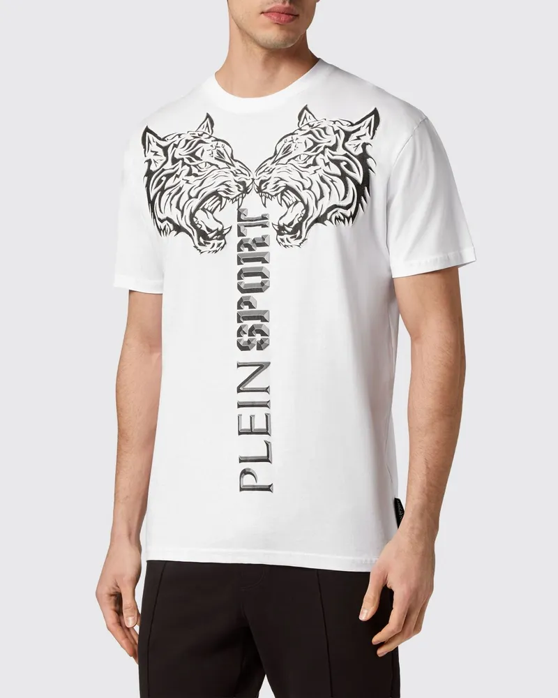 Philipp Plein Baumwoll-T-Shirt mit Grafik-Print und Kontrast-Logo Weiß