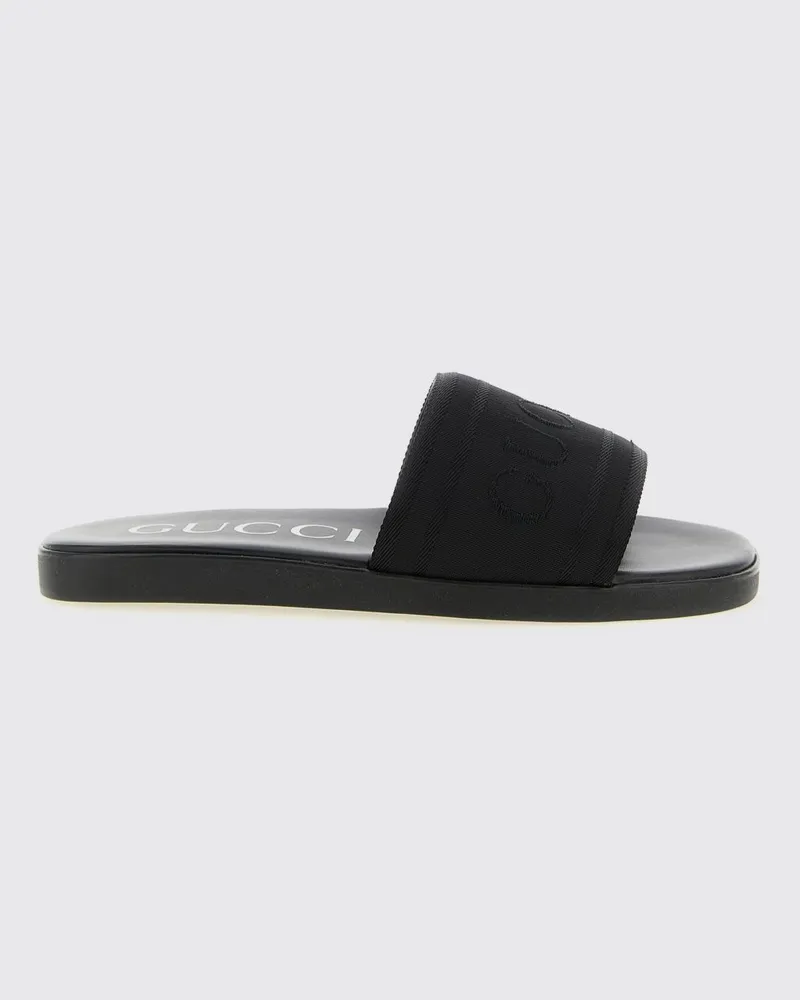 Gucci Sliders aus Polyamid mit Jacquard-Logo Schwarz