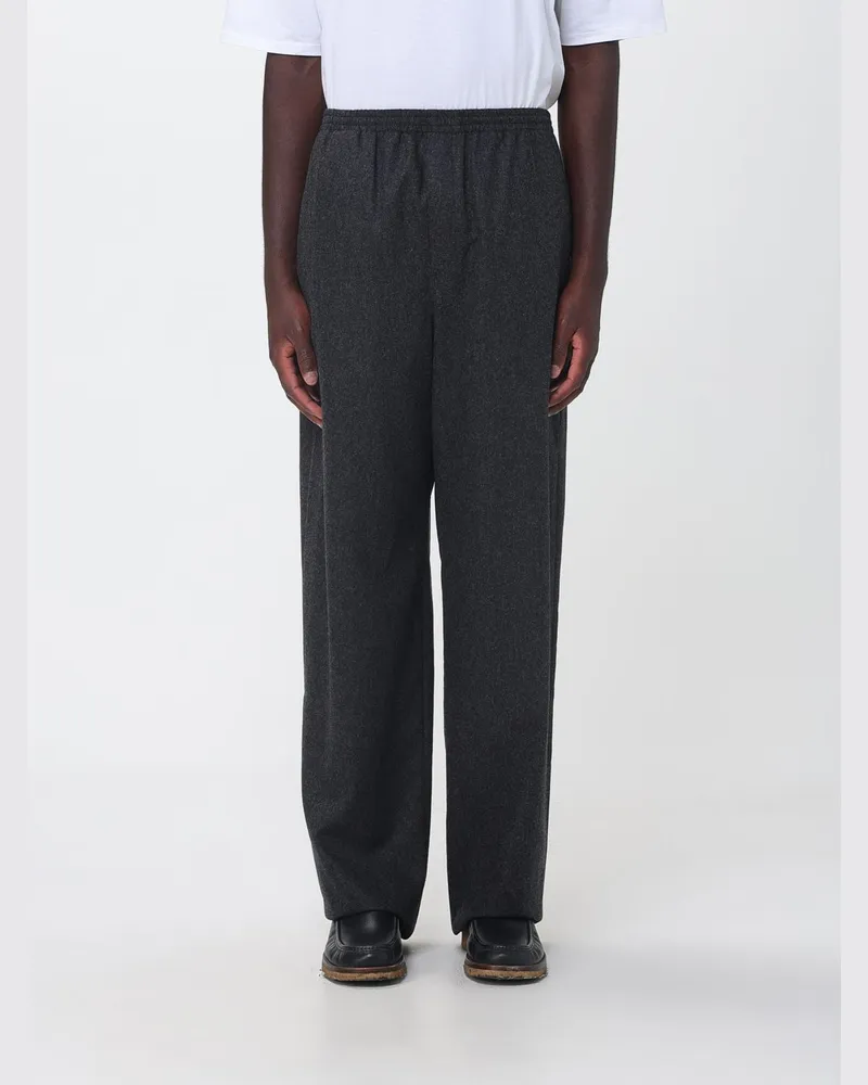 Jil Sander Wollhose mit weitem Bein und elastischem Bund Grau