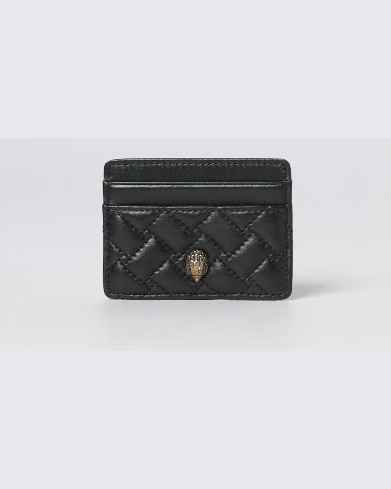 Kurt Geiger Gesteppter Kartenhalter aus Leder mit Strass-Logo Schwarz