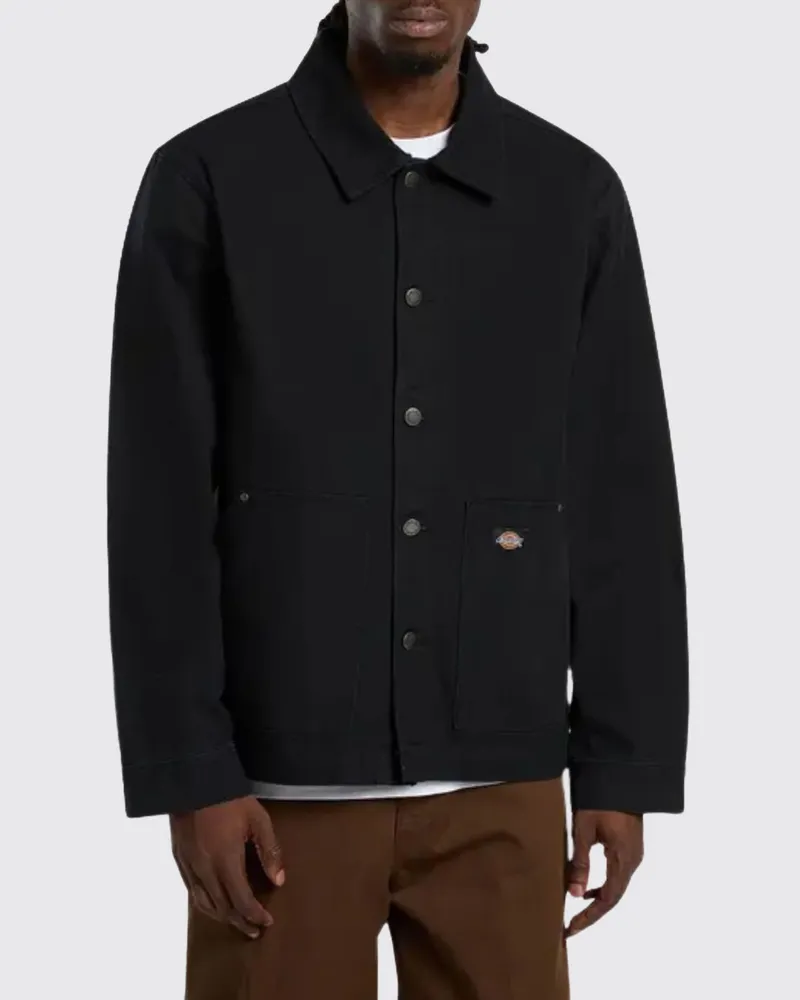Dickies Barn Canvas-Hemdjacke mit Kontrastlogo und schrägen Taschen Schwarz