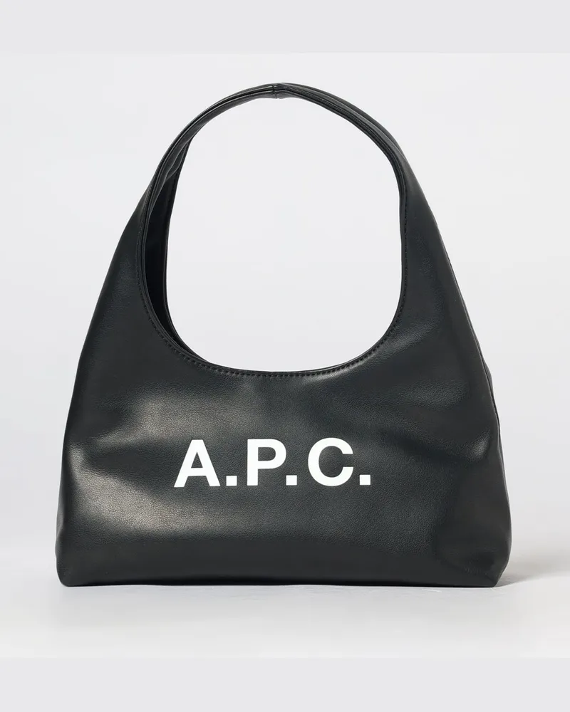 A.P.C. Hobo-Tasche Paloma aus glattem Rindsleder mit gedrucktem Logo Schwarz