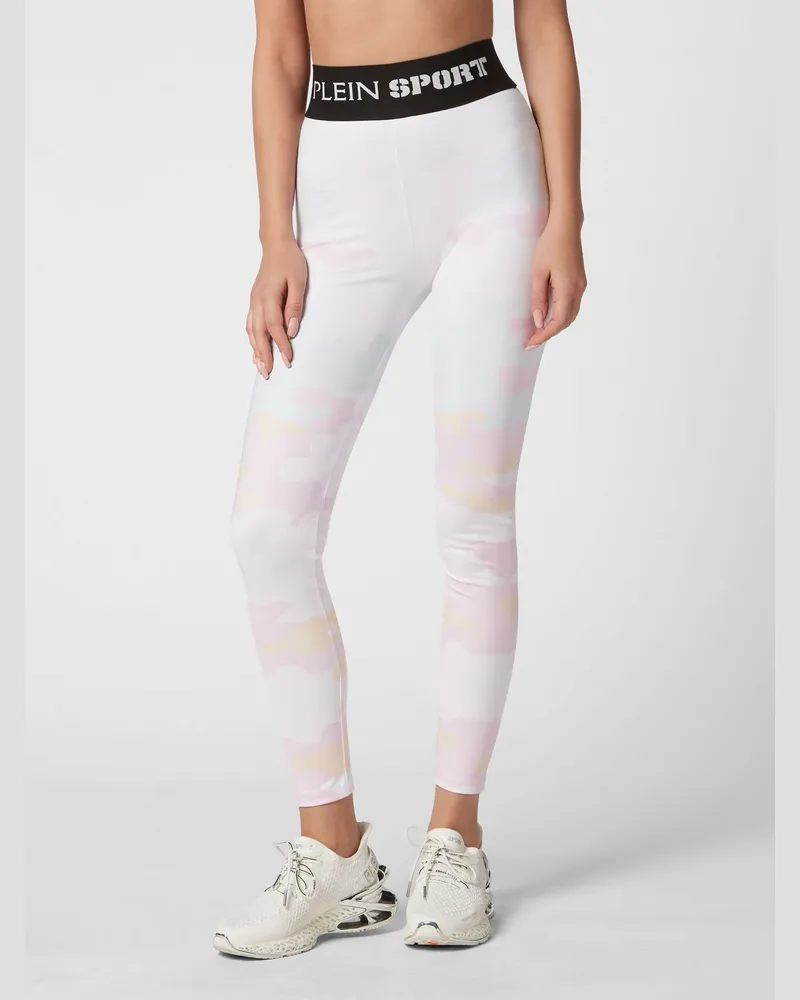 Philipp Plein Hoch taillierte Skinny-Leggings mit Camouflage-Print Weiß