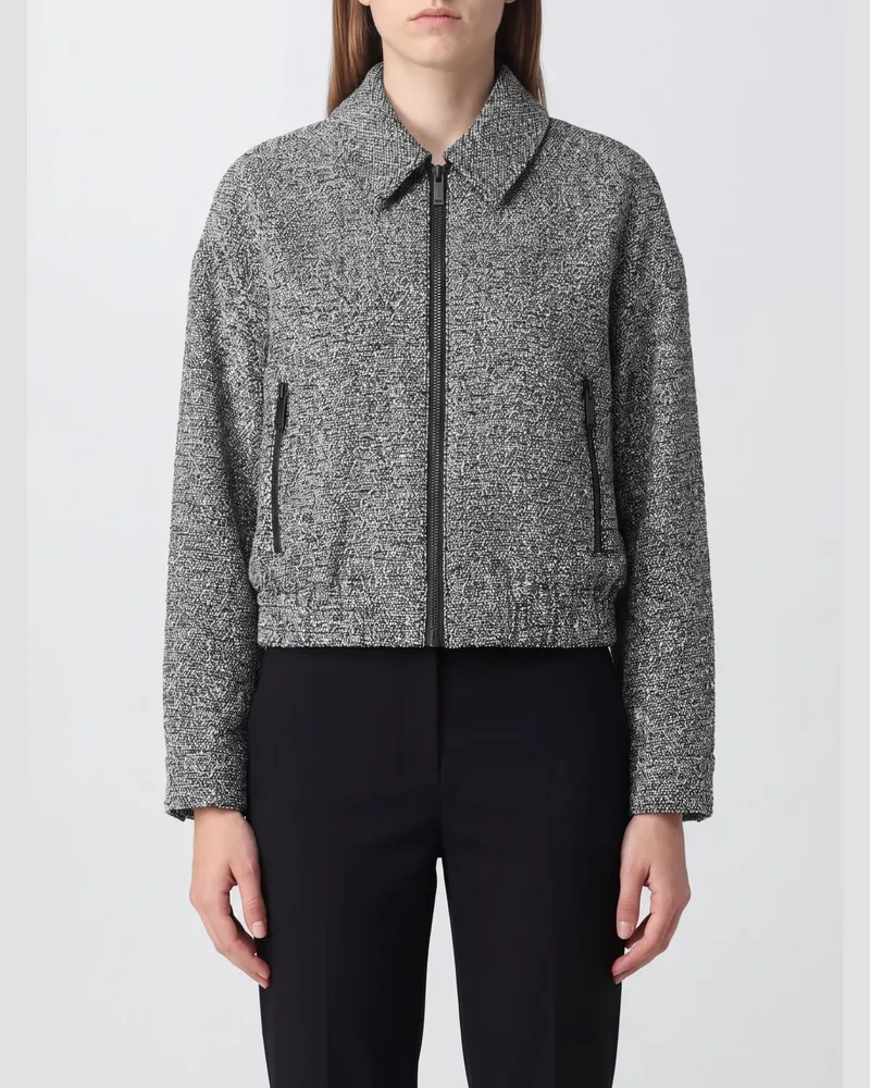 Michael Kors Bomberjacke aus Tweed-Baumwollmischung mit klassischem Kragen und Reißverschluss Schwarz