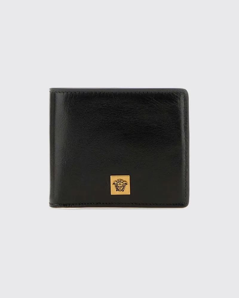 Versace Bifold-Geldbörse aus Leder mit Medusa-Plakette Schwarz