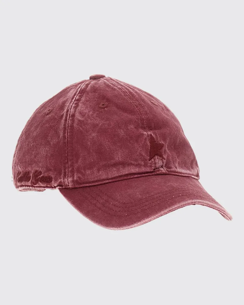 Golden Goose Baseballkappe aus Baumwolle im Used-Look mit Logo Rot