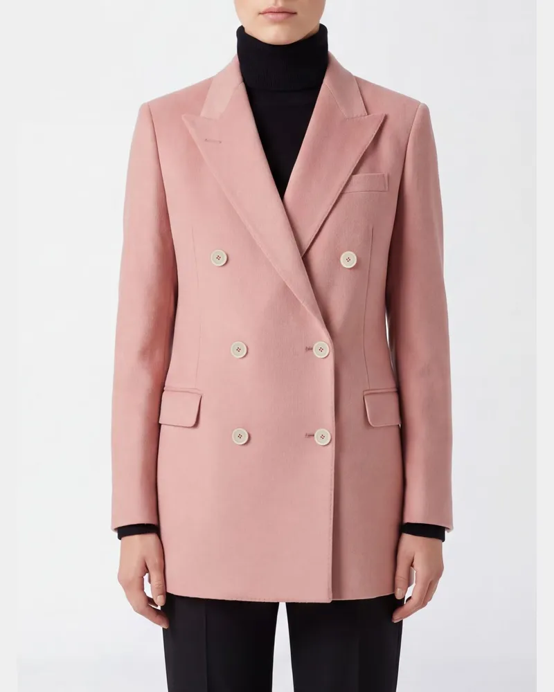 Tagliatore Zweireihiger Blazer aus reinem Kaschmir mit Spitzrevers Pink