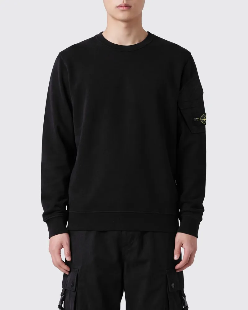 Stone Island Baumwoll-Hoodie mit Grafikprint Schwarz