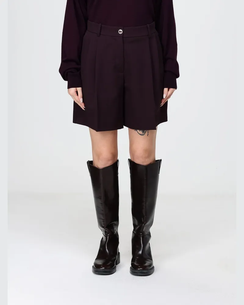 Pinko Shetana Shorts mit hohem Bund und geradem Bein aus Viskosemischung Burgunderrot