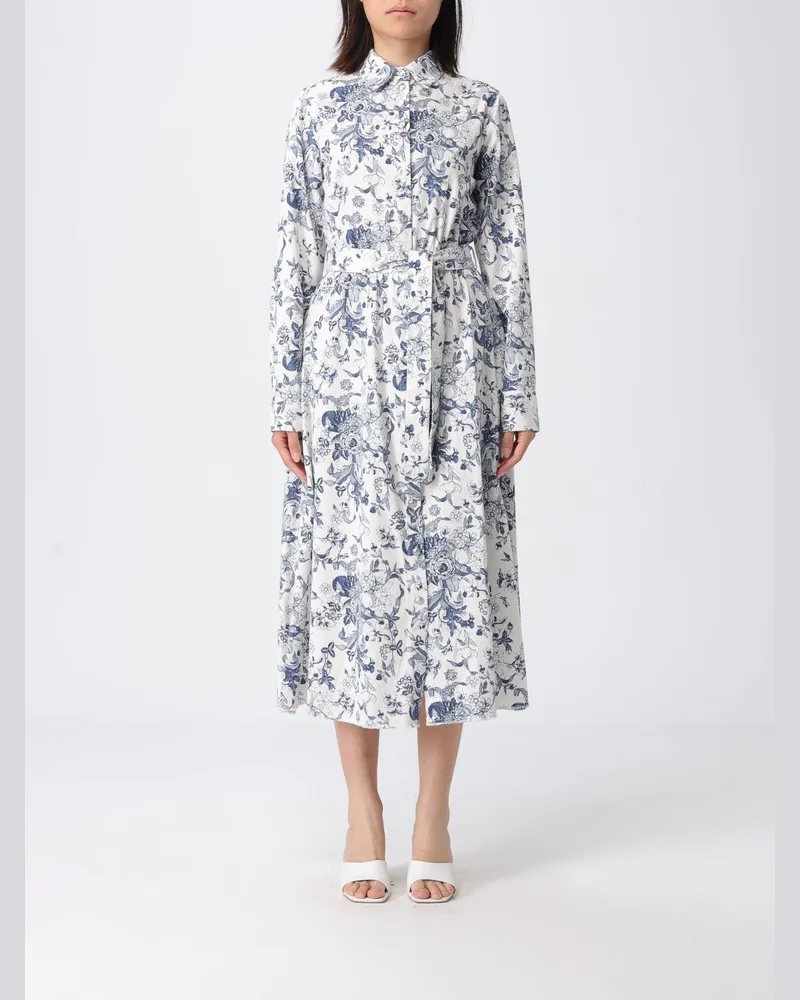Liu Jo Baumwoll-Hemdblusenkleid mit Blumenprint Weiß