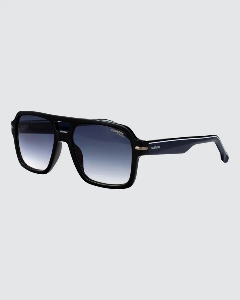 Carrera Rechteckige Aviator-Sonnenbrille aus Acetat mit Doppelsteg Blau