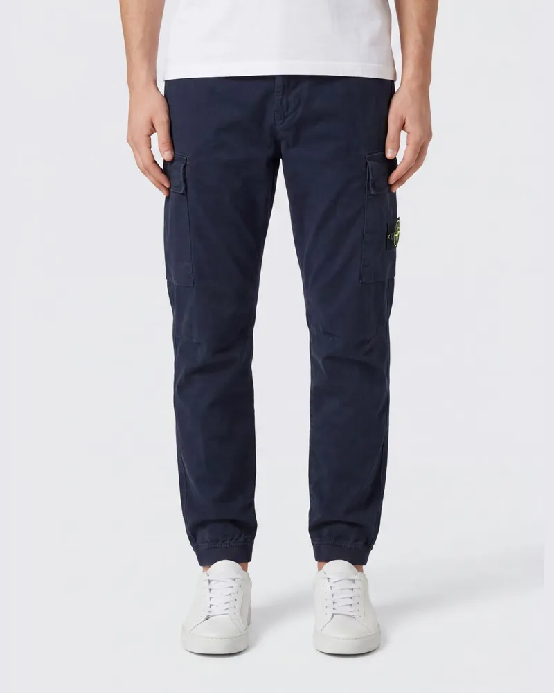 Stone Island Slim Fit Cargo-Hose aus technischem Stretch-Stoff mit Compass-Logo Navy