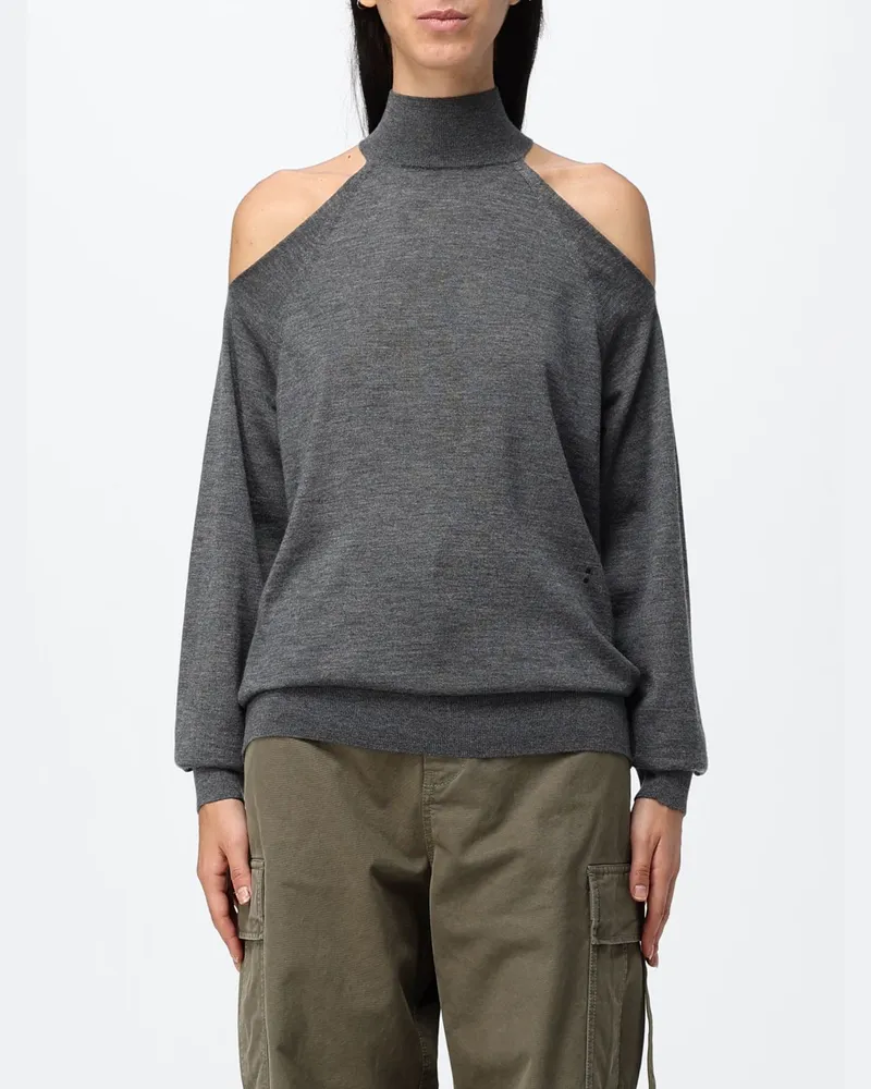 Fendi Rollkragenpullover aus reinem Kaschmir mit Cut-Out-Detail und überschnittenen Schultern Grau