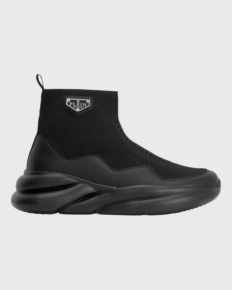 Philipp Plein Hohe Slip-On-Strick-Sneakers mit Socken-Knöchel Schwarz