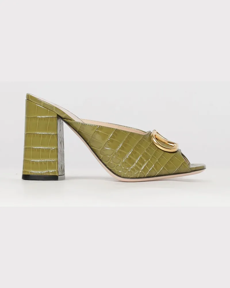 Valentino Garavani VLogo Signature Mules aus Krokoprint-Leder Grün
