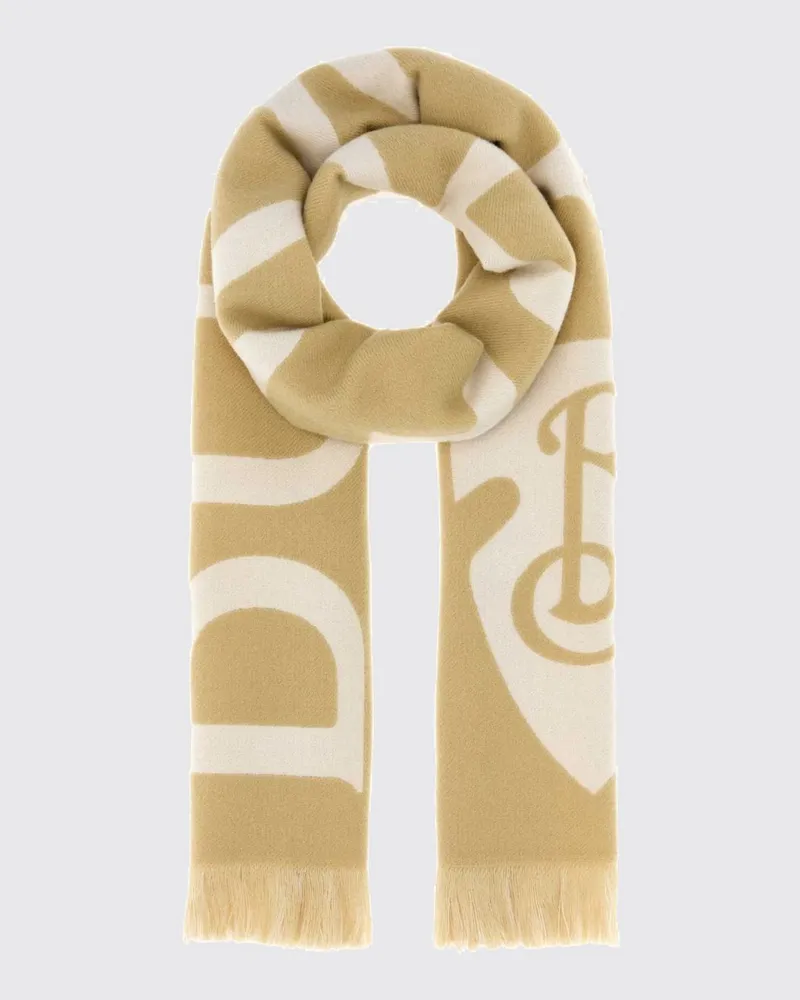 Burberry Wollschal von mit Kontrastlogo und Fransenkanten Sand