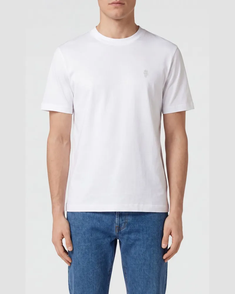 Eleventy Slim-Fit-T-Shirt mit Rundhalsausschnitt aus reiner Baumwolle und dezentem Logo Weiß
