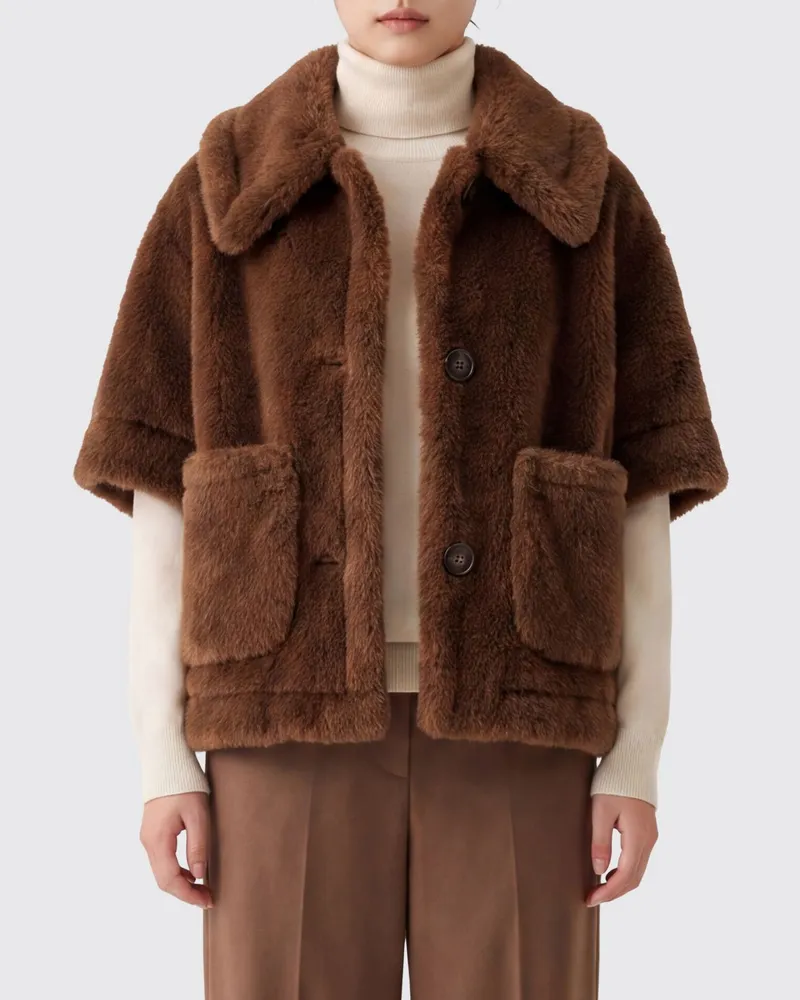 Max Mara Kurze Jacke aus Kamelhaar mit klassischem Kragen Leder
