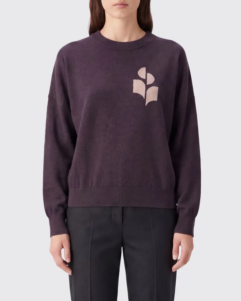Étoile Isabel Marant Rundhalspullover aus Baumwolle und Wolle mit Jacquard-Logo Kakao