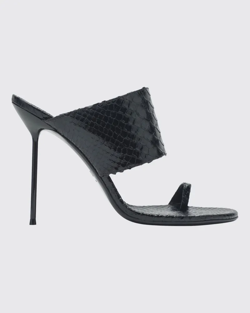 Paris Texas Lidia Mules mit Python-Print aus Kalbsleder mit Stiletto-Absatz Schwarz