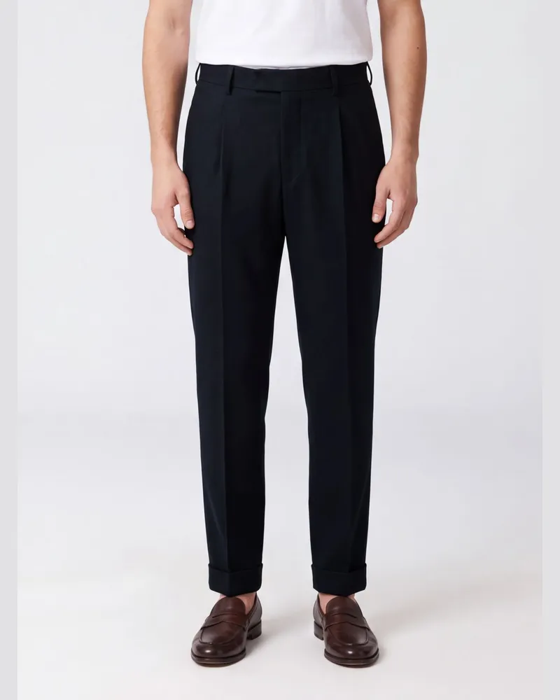 PT TORINO Master schmal geschnittene Bundfaltenhose aus Wollmischung Navy