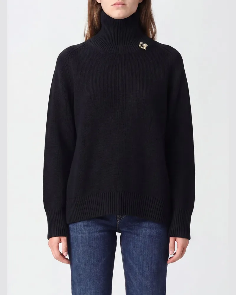 Fabiana Filippi Rollkragenpullover aus reiner Schurwolle mit Metalldetail Blau