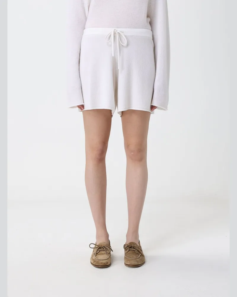 ALLUDE Kaschmir-Shorts mit Kordelzug Weiß