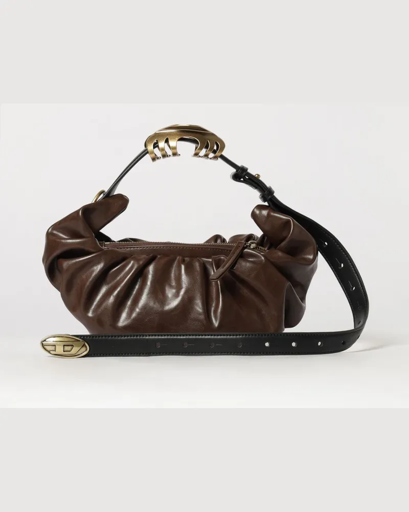 Diesel Grab-D Tasche aus gerafftem Kunstleder Kakao