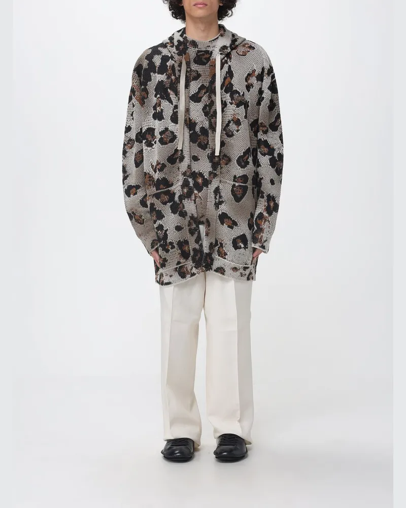 Laneus Kapuzen-Cardigan aus Baumwolle mit Animal-Print Bunt