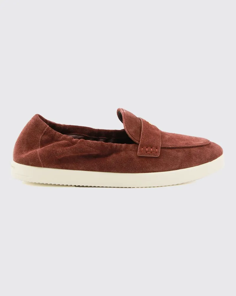 Tory Burch Wildleder-Loafer mit metallischem Double T-Logo Cherry