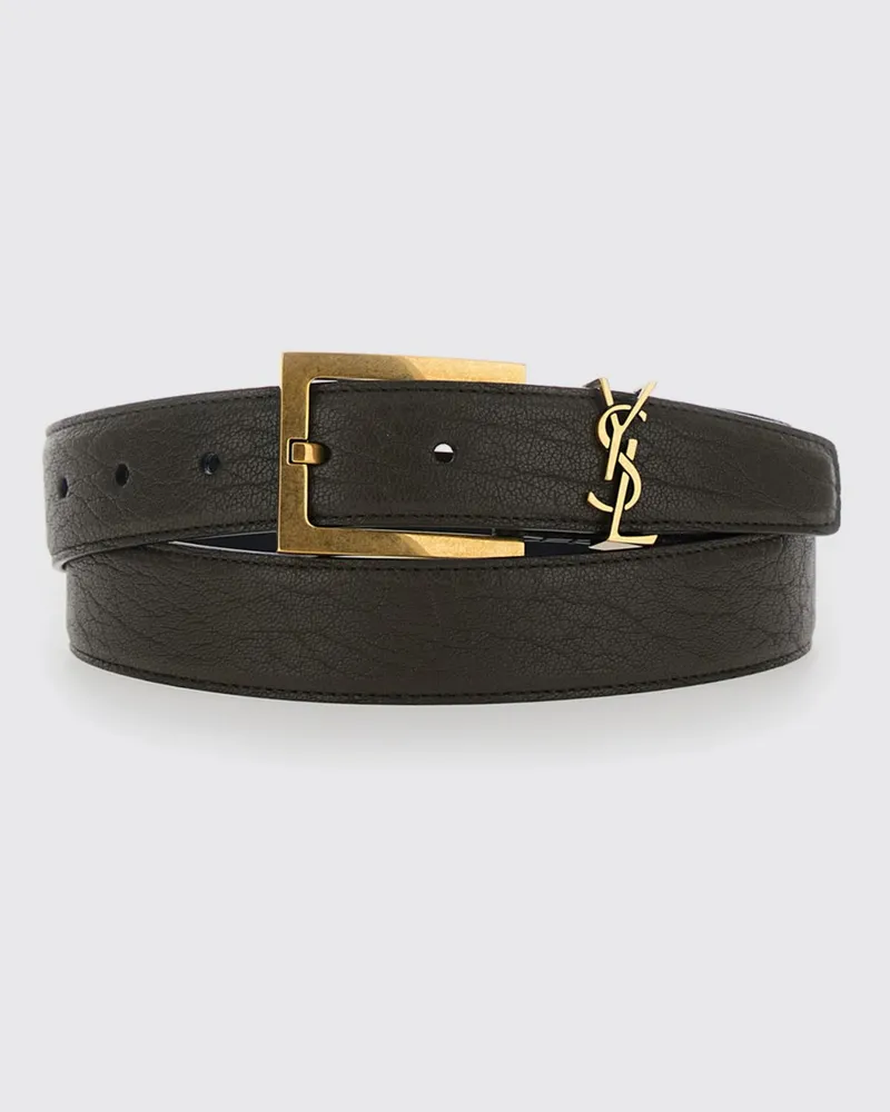 Saint Laurent Cassandre Gürtel aus geprägtem Leder mit YSL-Monogramm Braun